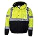 New York Hi-Viz Workwear WJ9012-4XL Men's ANSI Class 3 High Visibility Bomber Safety Jacket, Waterproof (4XL, Lime)