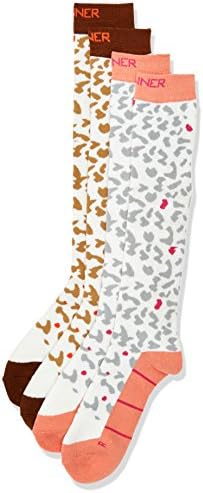 Ladies Leopard Ski Socks - Twin Pack 2 PAIRS