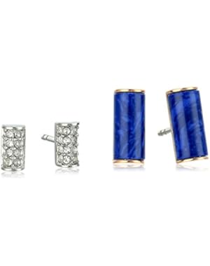 Semi-Precious Bar Stud Duo Rose Gold Stud Earrings