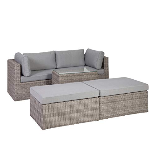Greemotion 131847 Palma Rattan Lounge-Set, grau, BxHxT ca. 93x65x71 cm – Bild 5