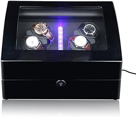 CRITIRON Luxury 4+6 Automatic Watch Winder Luxury Wooden Display Box Storage Case with Lock, Black (2)