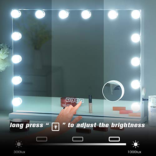 FENCHILIN Large Vanity Mirror with Lights and Bluetooth Speaker