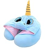 WDA Unicorn Cap Pillows,Cartoon U Type Hooded Pillows Neck Pillows Office Naps,Travel Pillows(blue)