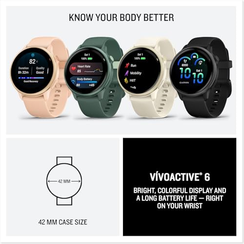 Garmin vívoactive® 6, reloj inteligente GPS de salud y fitness, pantalla AMOLED, hasta 11 días de batería, pizarra con correa negra