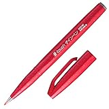 Pentel Fude Touch Sign Pen, Red, Felt Pen Like
