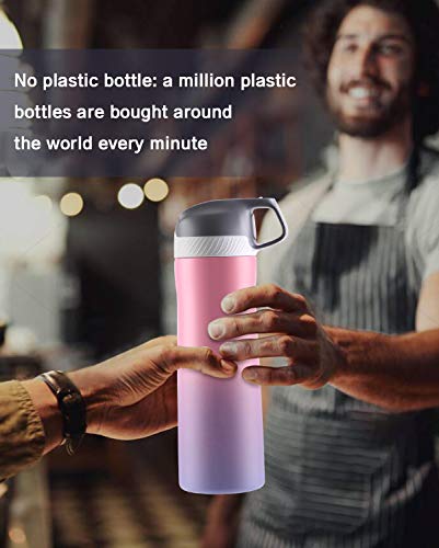 FJbottle Sports Water Bottles with Straw, 20 oz Double Wall Vacuum Insulated Stainless Steel Bottle Keeps Hot and Cold, With Cleaning Brush, Perfect Gifts for Girl and Lady, Sweet Pink Taffy