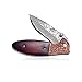 KUBEY Hunting Folding Knife Damascus Steel Blade Thumb Open Gentlemans Pocket Knife for Outdoor Camping Tactical Survival Tool(#DM082-Rosewood handle)