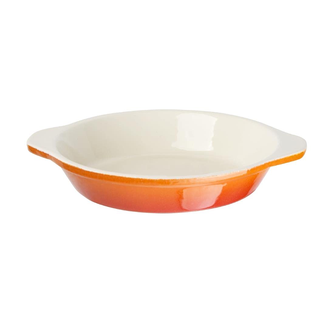 Vogue Round Cast Iron Gratin Dish 400 ml/150(Dia)mm, Orange & Cream, Enamelled Cast Iron, Induction & All Heat Source Compatible, GH316