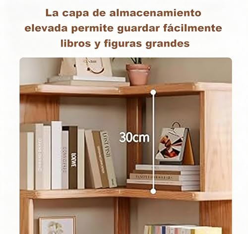 KINTOP Estante Angular para Esquinas, Librero Esquinero de Madera Maciza - Mueble Multinivel para Libros y Adornos, Ideal para Sala, Estudio o Dormitorio(40 * 40 * 161 CM)