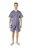 Men's Woven Pajama V-Neck Sleepwear Short Sleeve Shorts and Top Set, Sizes S/4XL