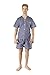 Men's Woven Pajama V-Neck Sleepwear Short Sleeve Shorts and Top Set, Sizes S/4XL