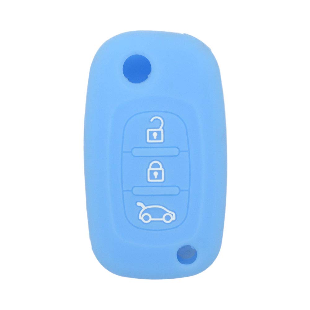BROVACS Silicone Cover Protector Case Holder Skin Jacket Compatible with MERCEDES BENZ SMART RENAULT 3 Button Flip Remote Key Fob CV4954 Light Blue