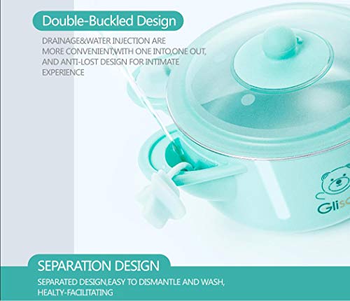 BPA Free Baby Feeding Set, Feeding Bowl with Lid, Salad Bowl, Milk Cup,Spoon and Fork for 6m+ Toddlers,316 Stainless Steel,Gift Set Tableware Set by Glisoo(Mint Green) - Thumbnail 2