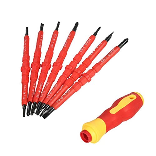 NIDONE Isolierte Schraubendreher-Sätze Austauschbare Phillips Schlitz-Bits 7-in-1 Elektriker Reparatur-Werkzeug – Bild 6