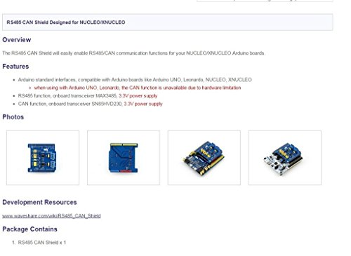 Waveshare RS485 CAN Shield Enable RS485/CAN Communication Functions for STM32 NUCLEO/XNUCLEO Development Board Compatible Arduino UNO, Leonardo 3.3V