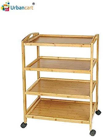 Urbancart® Multi Purpose Bamboo Trolley Cart/Storage Organizer Shelf (4 Level)(Assembly Required)
