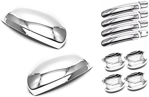 Sizver Chrome Door Handles + Bowls + Mirror Covers For Volkswagen Tiguan
