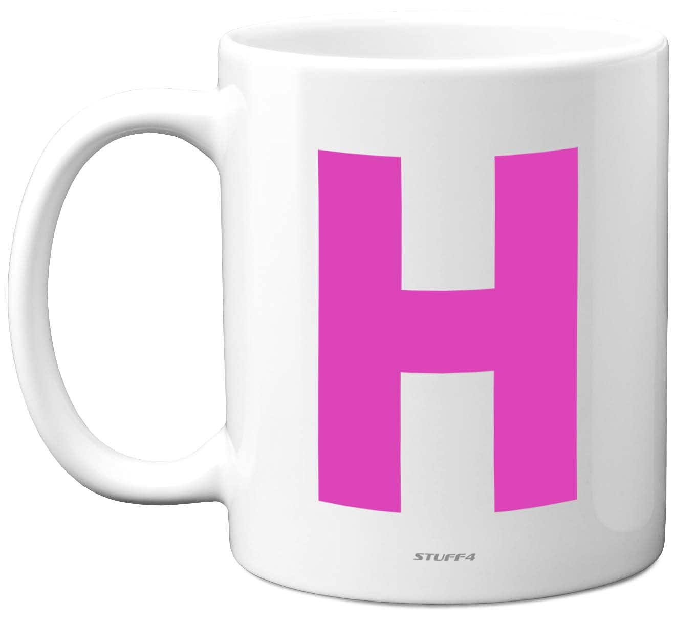 Stuff4 Personalised Alphabet Pink Initial Mug - Letter H Mug, Gifts for Her, Mothers Day, Birthday Gift for Mum, 11oz Ceramic Dishwasher Safe Anniversary, Valentines, Christmas, Retirement