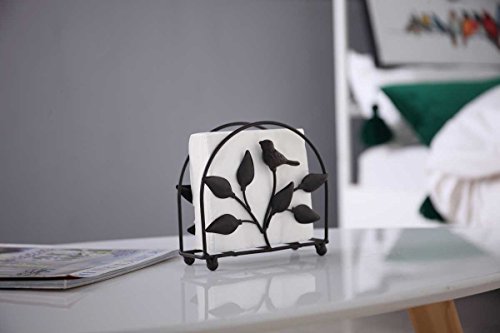Cast Iron Bird & Tree Classic Napkin Holder/Tabletop Freestanding Tissue Dispenser, Turquoise