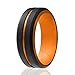 ROQ Silicone Rubber Wedding Ring for Men, Men's Wedding Band, Breathable Rubber Engagement Band, 8mm Wide 2mm Thick, Engraved Middle Line Duo, 4 Pack, Blue, Red, Orange, Light Blue, Black, Size 11