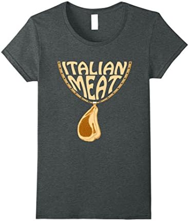 Womens Italian Meat Shirt, T Shirt, Gold chain and slab of steak XL Dark Heather