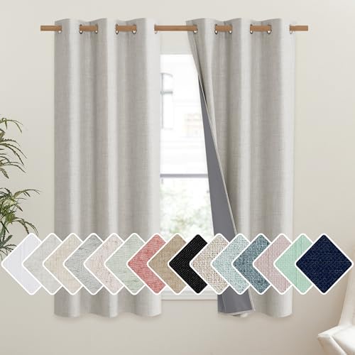 NICETOWN Snowbound Vintage Linen Blackout Curtains