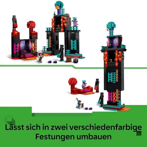 Minecraft 2in1 Der Enderman-Turm - Modulares Gaming Spielzeug - Lässt Sich in 2 Festungen umbauen - Mit 4 Minifiguren zum Sammeln - Gamer Geschenk für Jungen und Mädchen ab 9 Jahren - 21279