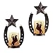 Metal Horseshoe & Cowboy Wall Candles - Set Of 2, Brown