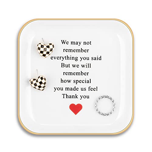 PUDDING CABIN Teacher Gifts for Women Appreciation Ring Dish -We May not Remember Everything You Said, Bue we Will Remember How You Made us Feel, Thank You -Teachers Appreciation Gifts for Women