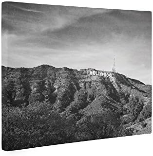 Large Canvas Print, Hollywood Sign Black and White Vintage Wall Art, Tinseltown Landscape Decor, ‘Old Hollywood’