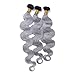Zara Hair Platinum Grey Ombre Hair 3 Bundles Two Tone 1B/Grey Human Hair Extensions Silver Gray Dark Roots Body Wave Brazilian Human Hair Weaves (18 20 22 Inch)