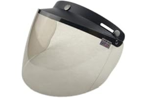 WANCAR Retro Universal Standard 3-Snap Open Face Motorcycle Helmets Flip Up Face Visor Wind Shield Lens(Light Smoke)