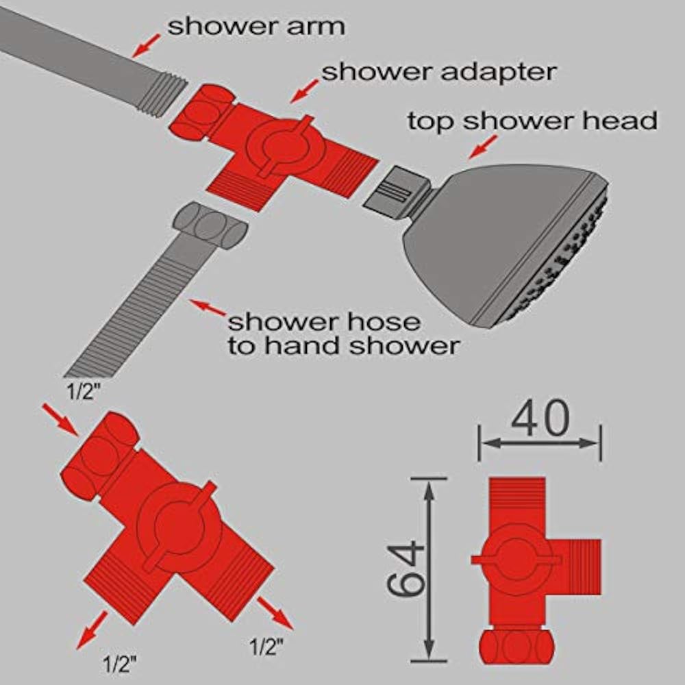 Shower Arms & Slide Bars G1/2" Universal 3 Way Brass Diverter Valve