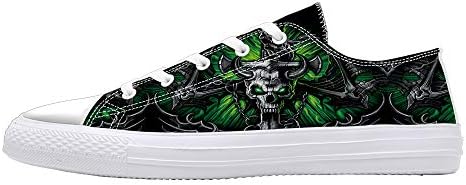 FIRST DANCE Unisex Skulls Print Canvas Shoes for Men Women Lace Up Fashion Sneakers Custom Shoes