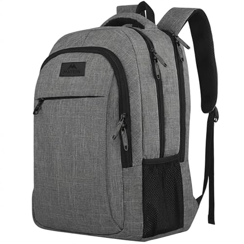 MATEIN 15.6 Inch Laptop Rucksack Multifunction Notebook Bag for Travel, Business, Work, Daypack with USB Charging Port, Gift for Men, Women, Grey