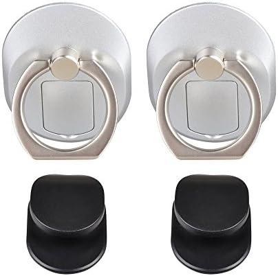 Cammyllc 4 in 1 Finger Grip Desk Stand Ring Holder Car Mount, Can Storage SIM or TF Card with Phone Eject Pin Campatible With All Cellphone, for iPhone Samsung etc.. (2 X Silver)