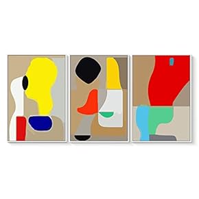 3 Piece Floating Framed Canvas Wall Art for Living Room, Bedroom The Geometry Canvas Prints for Home Decoration Ready to Hang - 16"x24"x3 Panels