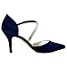 ElegantPark HC1711 Women High Heel Strappy Dress Pumps Pointy Toe Satin Wedding Party Shoes Navy Blue US 8