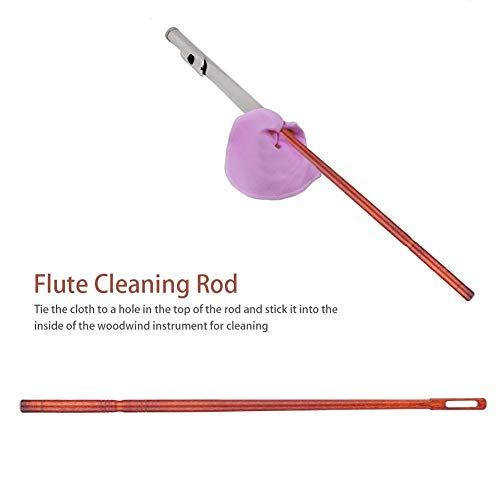 Flute Cleaning Rod,Redwood Flute Cleaning Sticks Woodwind Instruments Cleaning Tool with Cleaning Rod, Pe Bag Packaging (Red) - Thumbnail 5