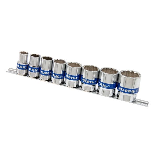 Neilsen CT1783 8pc 1/2in Drive British Standard Whitworth (BSW) Socket Set - Size: 3/16in to 5/8in Chrome Vanadium