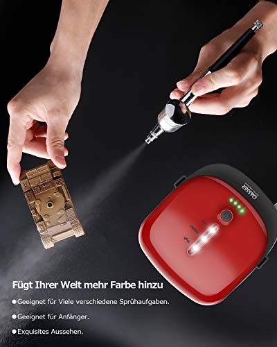 Oasser Airbrush-Kompressor Dual Action 3 Modi wiederaufladbar Akku 1000 mAh Akku 0,3 mm Düse 7 CC Tasse Airbrush Pistole für Modell, Kuchen, Kosmetik, Malerei – Bild 7