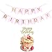 Happy Birthday Banner, Happy Birthday Cake Topper, Pink and Gold