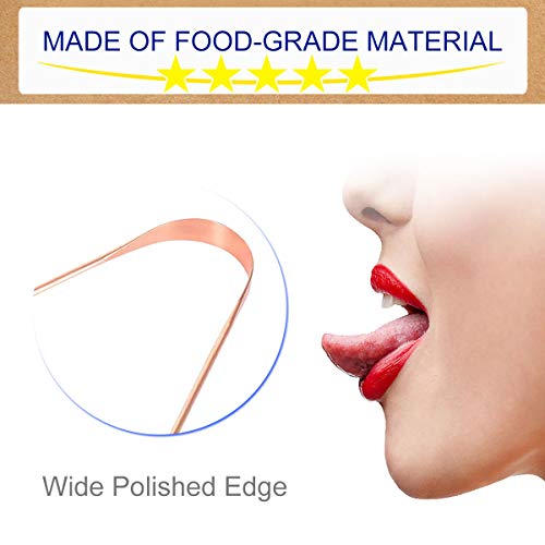 Tongue Scraper, 2 Pack Tongue Scrapers 100% Effective Tongue Cleaner Reusable Dishwasher Safe Dental Tongue Scraper with Handy Carrying Store Case - New Copper