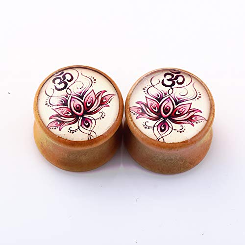 TIANCI FBYJS 5 Pairs Wooden Gauges Organic Wood Double Flared Ear Tunnels Expander Plugs Stretcher for Women Men 5 Style 12mm=1/2''