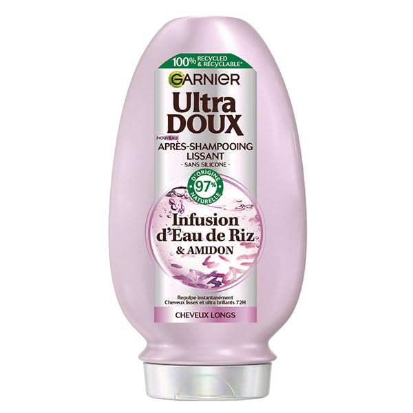 Garnier Ultra Doux - Softness & Shine Smoothing Conditioner with Rice Water Infusion - Unruly and Unruly Hair - 200 ml