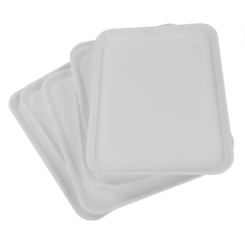 Fosly Plastic Serving Trays, Rectangular Fast Food Tray, White, 6 Packs