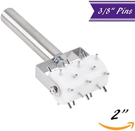 2" Wide Dough Docker with Stainless Steel Handle - 3/8" Stainless Steel Pins, Rolling Docker
