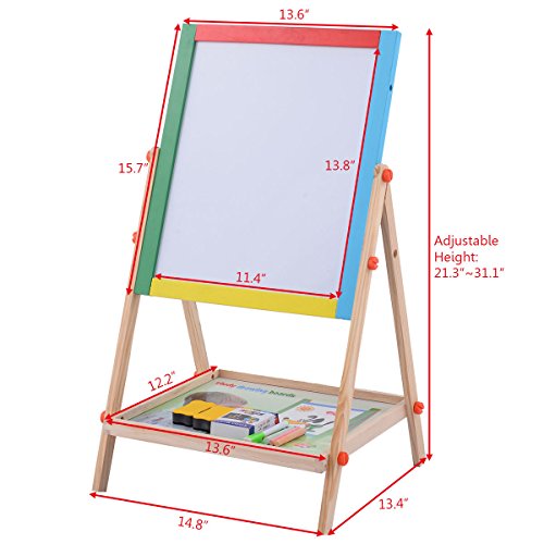 Adjustable 2 In 1 Wood Easel Chalk Drawing Board Black/White