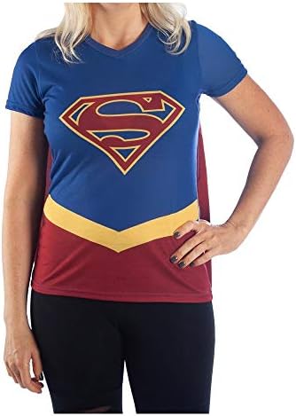 BioworldDC Supergirl Cape Tee Cosplay Supergirl Shirt Supergirl Cosplay - Supergirl Cape Shirt DC Comics Supergirl Tshirt-Large
