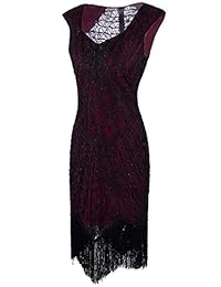 vijiv clásico 1920 vestido inspirado embellecido con cuentas de encaje cóctel flapper